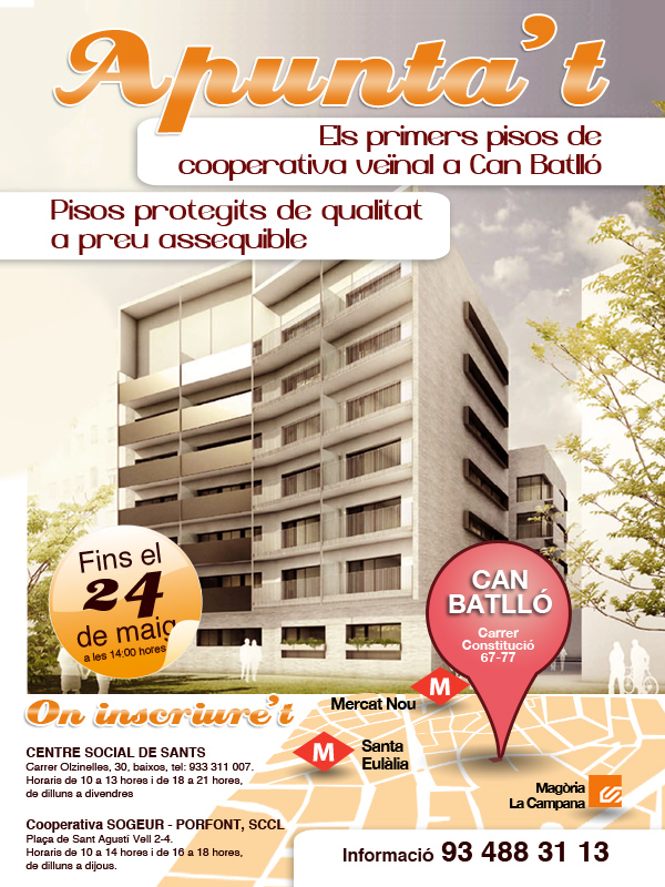 Ja pots consultar la llista DEFINITIVA de persones admeses a la promoció d’habitatge protegit de Can Batlló