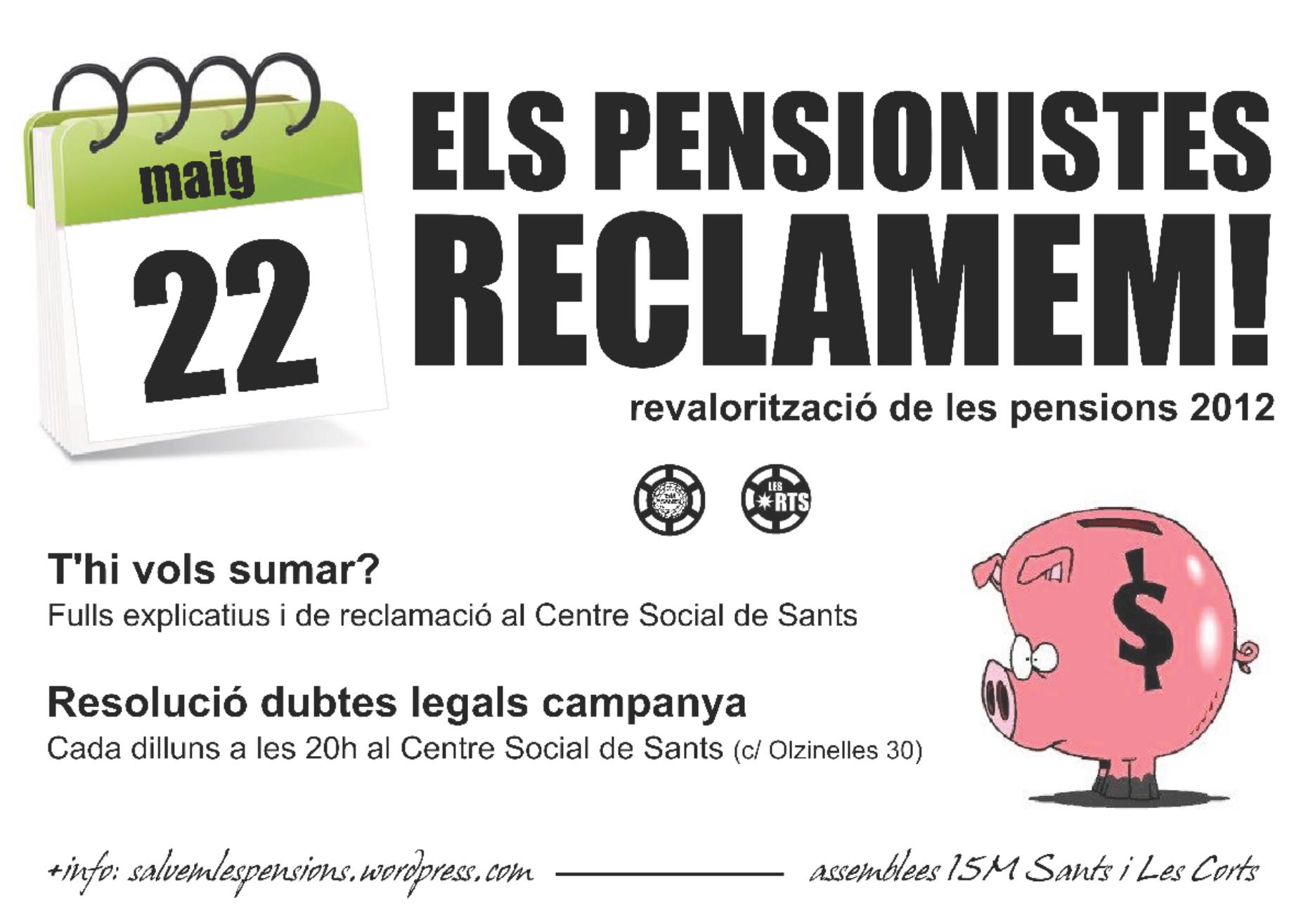 Vine a l’entrega col·lectiva de la sol·licitud de reclamació de les pensions del 2012