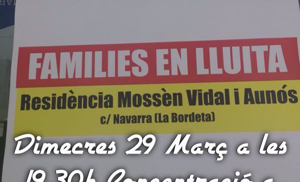 Solidaritza’t amb els familiars de la Residència Assistida Mn Vidal (29 març)