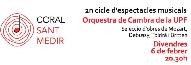 Divendres 6 de febrer: Concert de l’Orquestra de Cambra de la UPF a la Bordeta