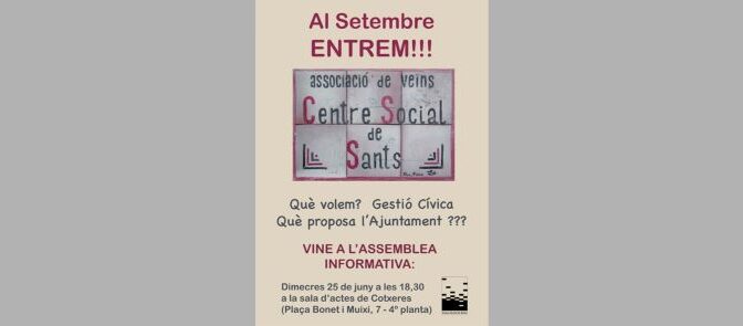 RECORDATORI x Convocatòria Assemblea Informativa x Entitats i Veïnat – 25 Juny 2025 – 18:30h